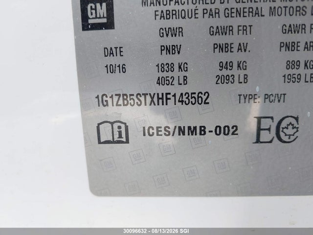 30096632 :رقم المزاد ، 1G1ZB5STXHF143562 vin ، 2017 Chevrolet Malibu Ls مزاد بيع