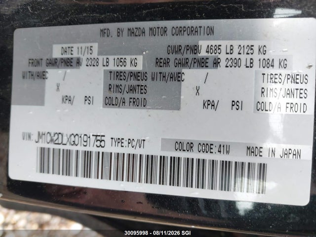 Продаж на аукціоні авто 2016 Mazda 5 Grand Touring, vin: JM1CW2DLXG0191755, номер лоту: 30095998