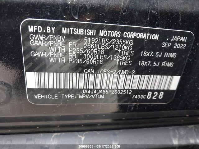 JA4J4UA85PZ602512 Mitsubishi Outlander Se