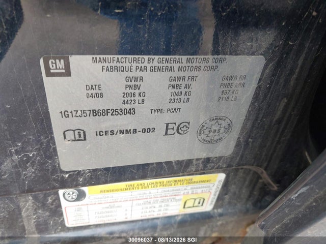 Продаж на аукціоні авто 2008 Chevrolet Malibu 2lt, vin: 1G1ZJ57B68F253043, номер лоту: 30096037