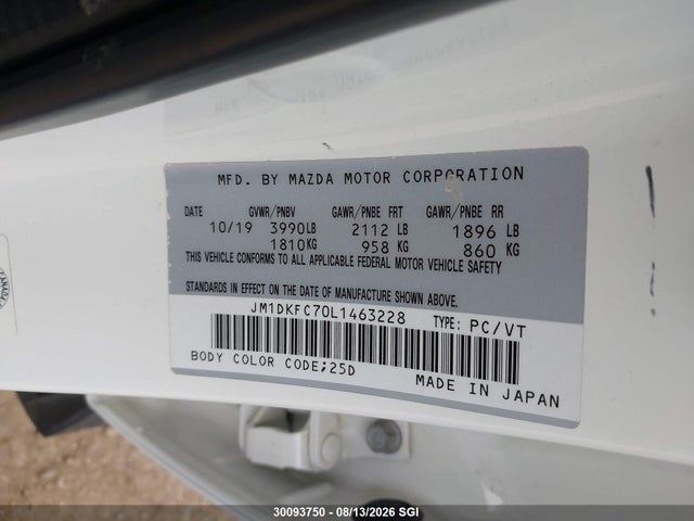 Продажа на аукционе авто 2020 Mazda Cx-3 Touring, vin: JM1DKFC70L1463228, номер лота: 30093750