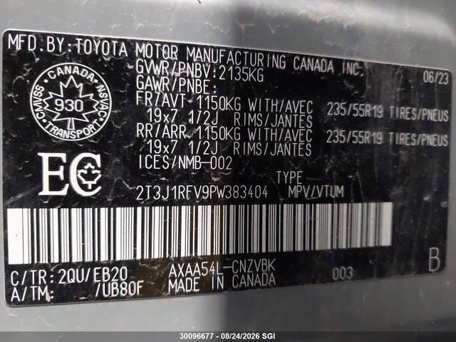 2T3J1RFV9PW383404 Toyota Rav4 Adventure/trd Off Road