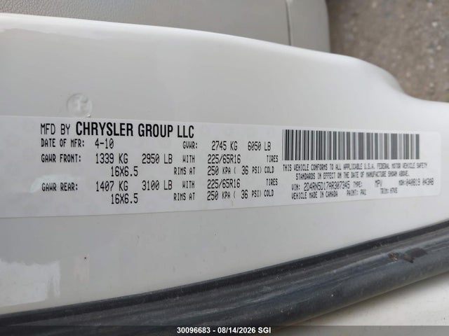 Продаж на аукціоні авто 2010 Dodge Grand Caravan Sxt, vin: 2D4RN5D17AR307345, номер лоту: 30096683