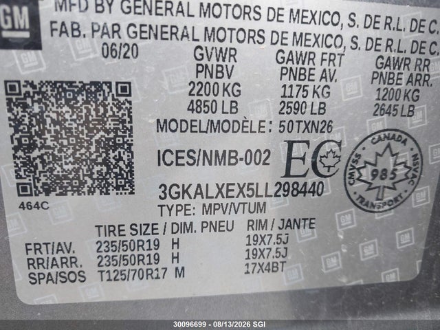 Aukcja sprzedaży 2020 Gmc Terrain Denali, vin: 3GKALXEX5LL298440, numer aukcji: 30096699