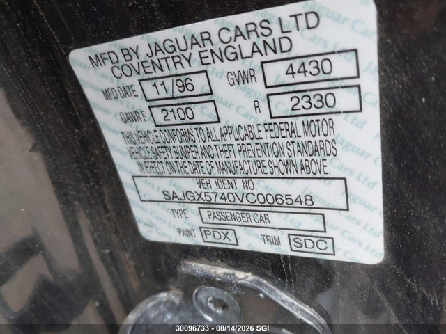 Продаж на аукціоні авто 1997 Jaguar Xk8, vin: SAJGX5740VC006548, номер лоту: 30096733