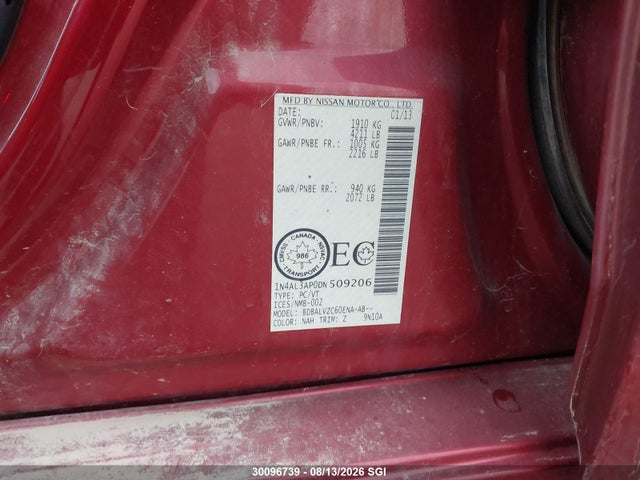 Продаж на аукціоні авто 2013 Nissan Altima 2.5/s/sv/sl, vin: 1N4AL3AP0DN509206, номер лоту: 30096739