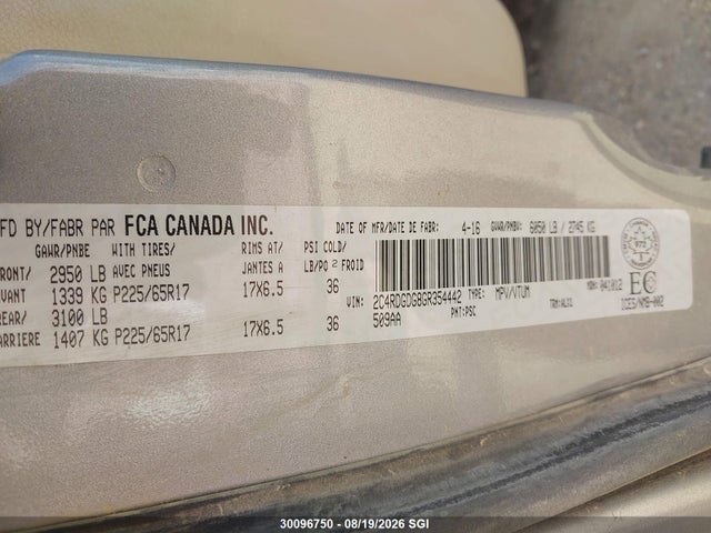 Dodge Grand Caravan Crew 2016 2C4RDGDG8GR354442 Image 9