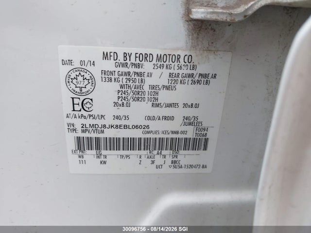 Продажа на аукционе авто 2014 Lincoln Mkx, vin: 2LMDJ8JK8EBL06026, номер лота: 30096756
