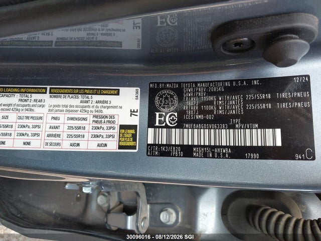 30096016 :رقم المزاد ، 7MUFBABG0SV063383 vin ، 2025 Toyota Corolla Cross Se/xse/night Shade/s مزاد بيع