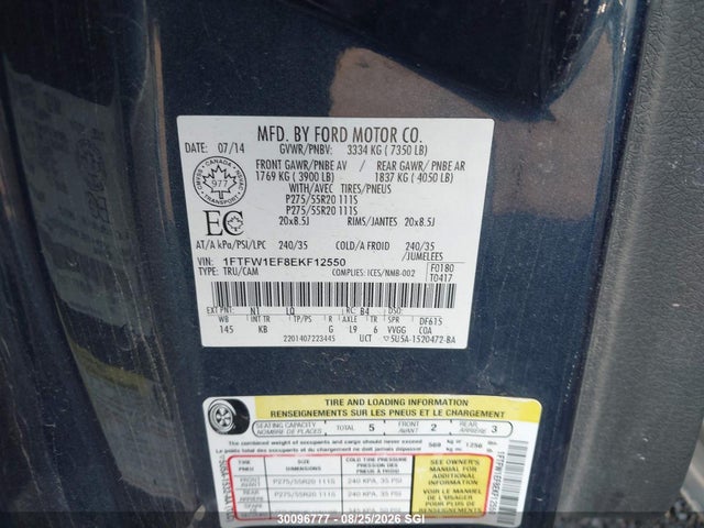 1FTFW1EF8EKF12550 Ford F150 Supercrew