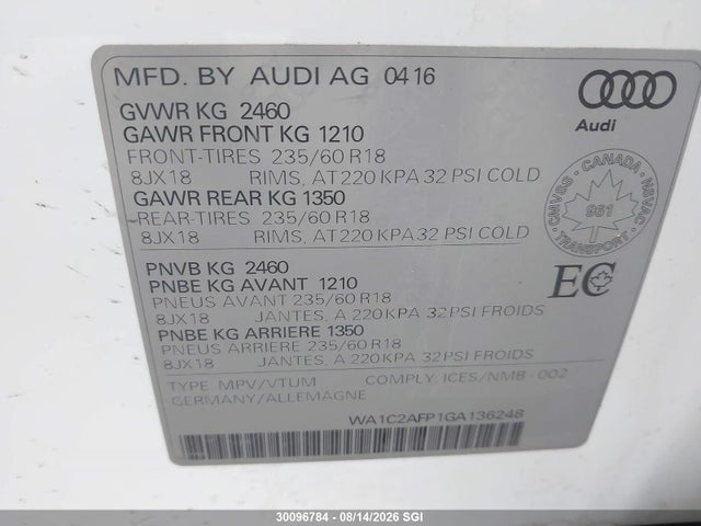 WA1C2AFP1GA136248 Audi Q5 PREMIUM