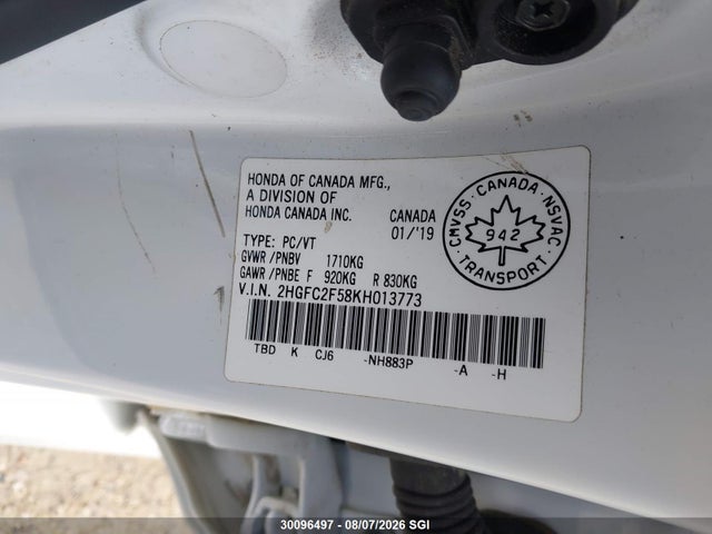 Продаж на аукціоні авто 2019 Honda Civic Lx, vin: 2HGFC2F58KH013773, номер лоту: 30096497