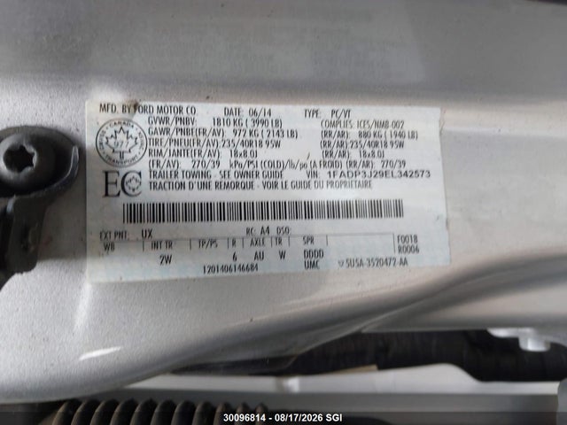 Продаж на аукціоні авто 2014 Ford Focus Titanium, vin: 1FADP3J29EL342573, номер лоту: 30096814