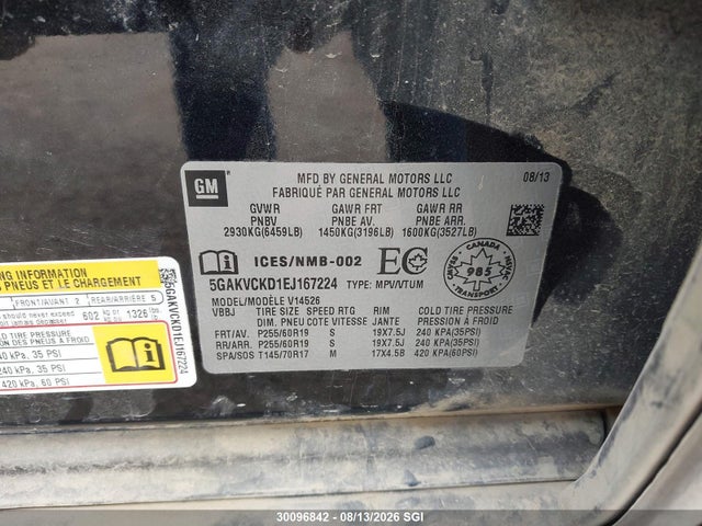 30096842 :رقم المزاد ، 5GAKVCKD1EJ167224 vin ، 2014 Buick Enclave مزاد بيع