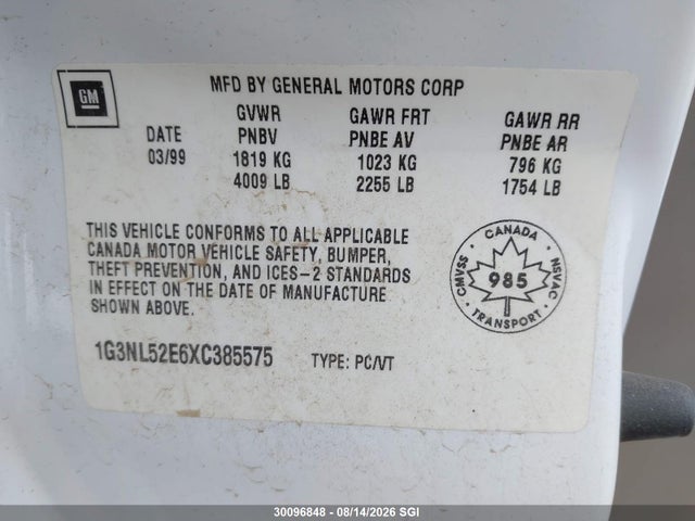 Продаж на аукціоні авто 1999 Oldsmobile Alero Gl, vin: 1G3NL52E6XC385575, номер лоту: 30096848