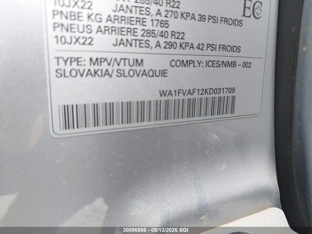 Продаж на аукціоні авто 2019 Audi Q8 Prestige S-line, vin: WA1FVAF12KD031709, номер лоту: 30096866