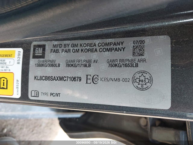 30096890 :رقم المزاد ، KL8CB6SAXMC710679 vin ، 2021 Chevrolet Spark Ls مزاد بيع