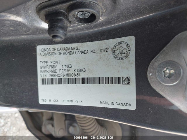 Продажа на аукционе авто 2021 Honda Civic Sport, vin: 2HGFC2F84MH008468, номер лота: 30096896