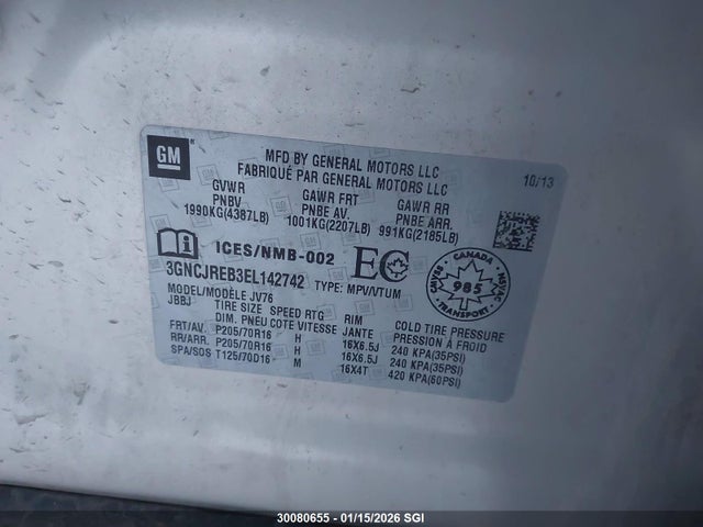 Chevrolet Trax 2lt 2014 3GNCJREB3EL142742 Image 9
