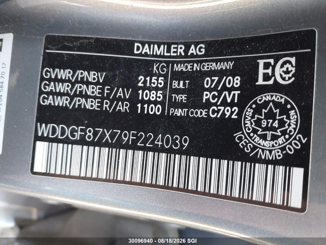 2009 Mercedes-benz C 350 4matic მანქანა იყიდება აუქციონზე, vin: WDDGF87X79F224039, აუქციონის ნომერი: 30096940