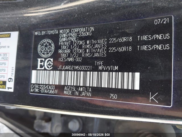 Продаж на аукціоні авто 2021 Lexus Nx 300 Base/300 Luxury/300 F Sport, vin: JTJGARDZ1M5030221, номер лоту: 30096942