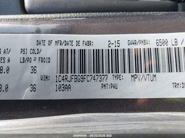 1C4RJFBG9FC747377 Jeep Grand Cherokee Limited