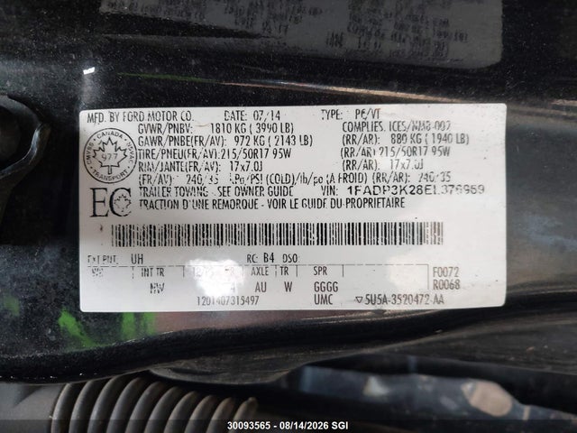 Ford FOCUS SE 2014 1FADP3K28EL376969 Image 9