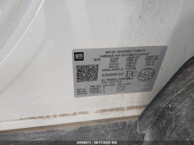 Aukcja sprzedaży 2026 Chevrolet Trailblazer Ls, vin: KL79MNSL3TB030664, numer aukcji: 30096973