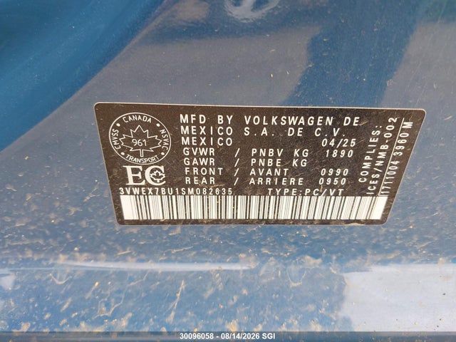 Aukcja sprzedaży 2025 Volkswagen Jetta Se, vin: 3VWEX7BU1SM082635, numer aukcji: 30096058