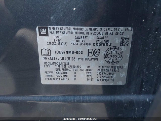 GMC Terrain Sle 2018 3GKALTEV9JL295108 Image 9