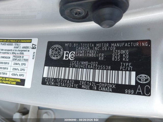 30096990 :رقم المزاد ، 2T1KU4EE6AC225538 vin ، 2010 Toyota Corolla Matrix مزاد بيع