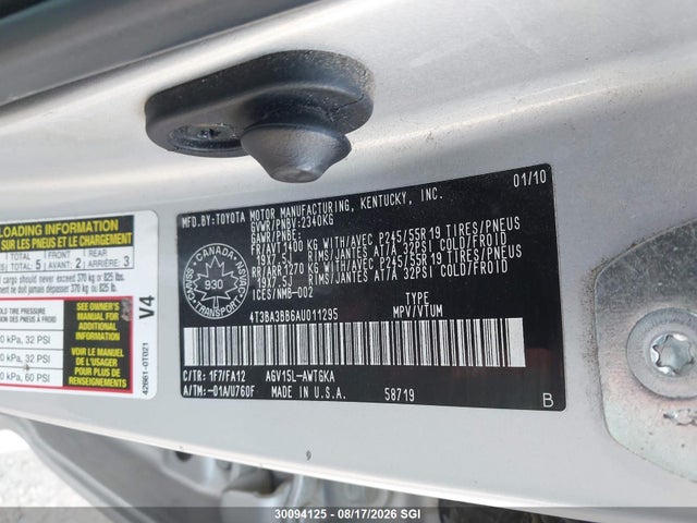 Продажа на аукционе авто 2010 Toyota Venza, vin: 4T3BA3BB6AU011295, номер лота: 30094125