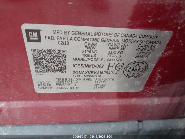 Chevrolet Equinox 2018 2GNAXVEV4J6284914 Image 9