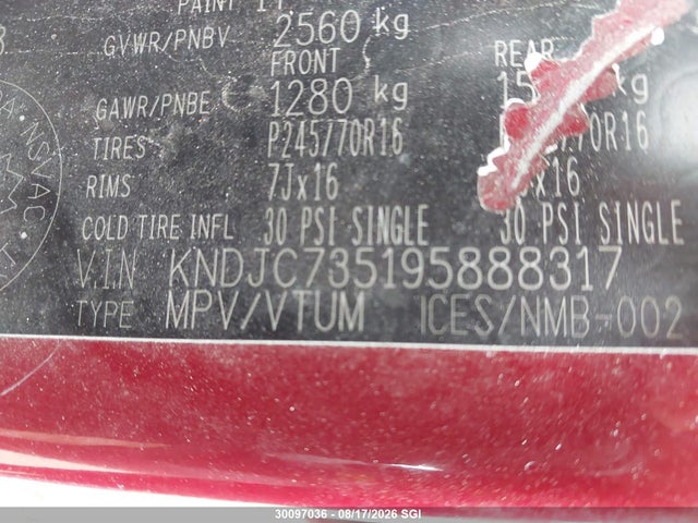 Продаж на аукціоні авто 2009 Kia Sorento Lx/ex, vin: KNDJC735195888317, номер лоту: 30097036