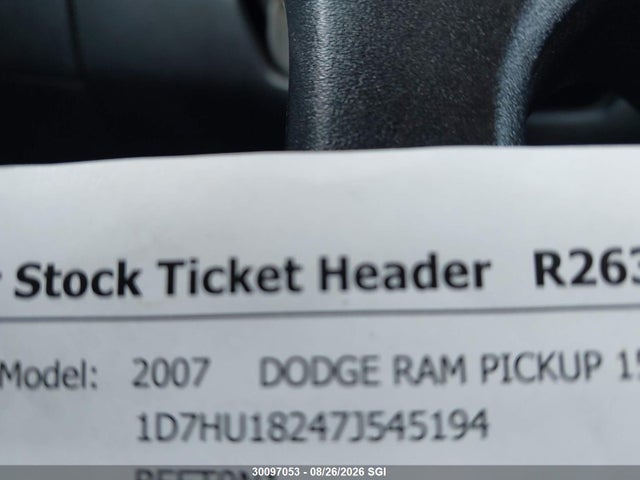 2007 Dodge Ram 1500 St/slt მანქანა იყიდება აუქციონზე, vin: 1D7HU18247J545194, აუქციონის ნომერი: 30097053