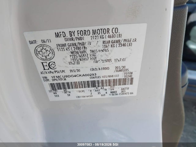 Продаж на аукціоні авто 2012 Ford Escape Xlt, vin: 1FMCU9DG4CKA00293, номер лоту: 30097083