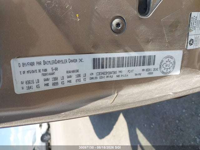 Aukcja sprzedaży 2000 Chrysler Neon Le/lx, vin: 1C3ES46C8YD847303, numer aukcji: 30097150