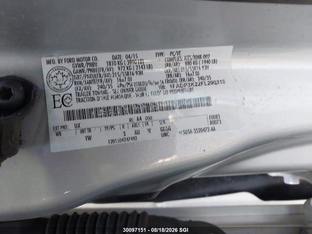 Ford FOCUS SE 2015 1FADP3K22FL290316 Image 9