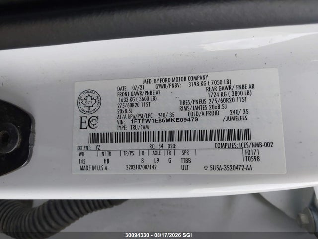 Ford F150 Supercrew 2021 1FTFW1E86MKE09479 Image 9