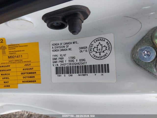 Aukcja sprzedaży 2016 Honda Civic Ex, vin: 2HGFC3B32GH425477, numer aukcji: 30097159