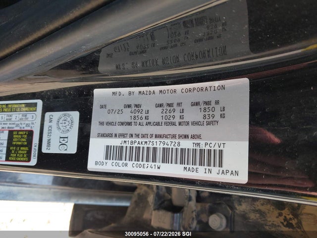 Aukcja sprzedaży 2025 Mazda 3 Select Sport, vin: JM1BPAKM7S1794728, numer aukcji: 30095056