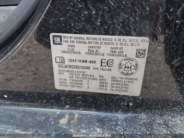 Продажа на аукционе авто 2014 Chevrolet Silverado K1500 Ltz, vin: 3GCUKSECXEG153949, номер лота: 30093861