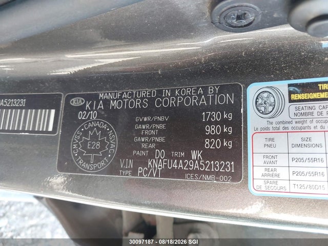 Продажа на аукционе авто 2010 Kia Forte Ex, vin: KNAFU4A29A5213231, номер лота: 30097187