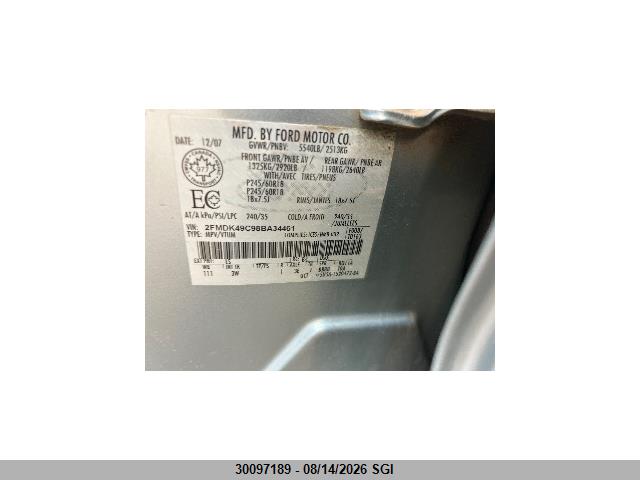 2008 Ford Edge Limited მანქანა იყიდება აუქციონზე, vin: 2FMDK49C98BA34461, აუქციონის ნომერი: 30097189