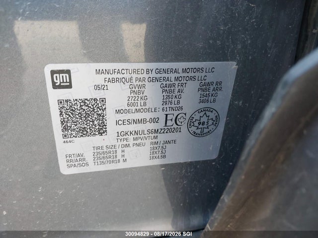 GMC ACADIA SLT 2021 1GKKNULS6MZ220201 Image 9