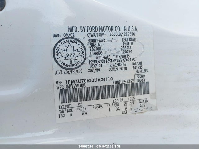 Aukcja sprzedaży 2003 Ford Explorer Sport, vin: 1FMZU70E33UA24110, numer aukcji: 30097216