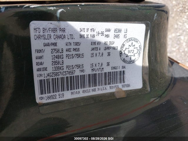 Aukcja sprzedaży 1997 Jeep Grand Cherokee Laredo/tsi, vin: 1J4GZ58S7VC570567, numer aukcji: 30097302