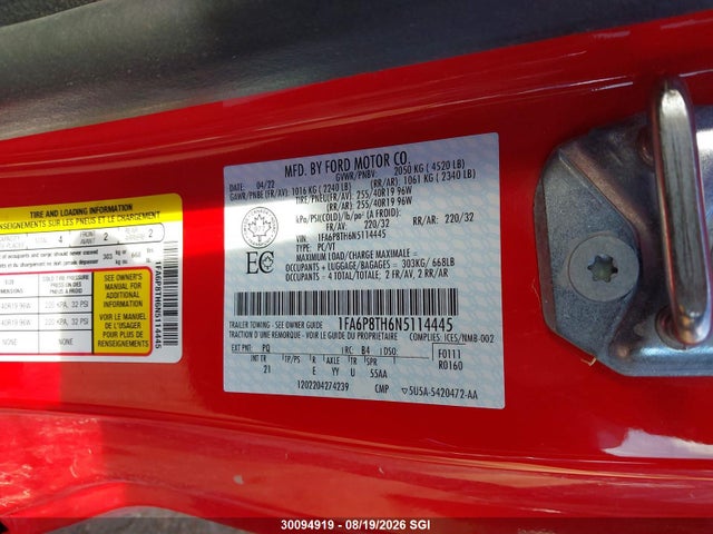 Ford Mustang 2022 1FA6P8TH6N5114445 Image 9