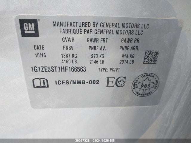1G1ZE5ST7HF166563 Chevrolet MALIBU LT