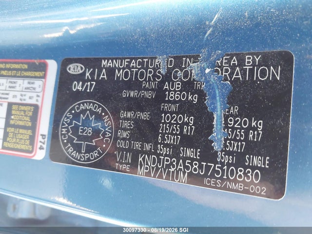 KIA SOUL + 2018 KNDJP3A58J7510830 Image 9